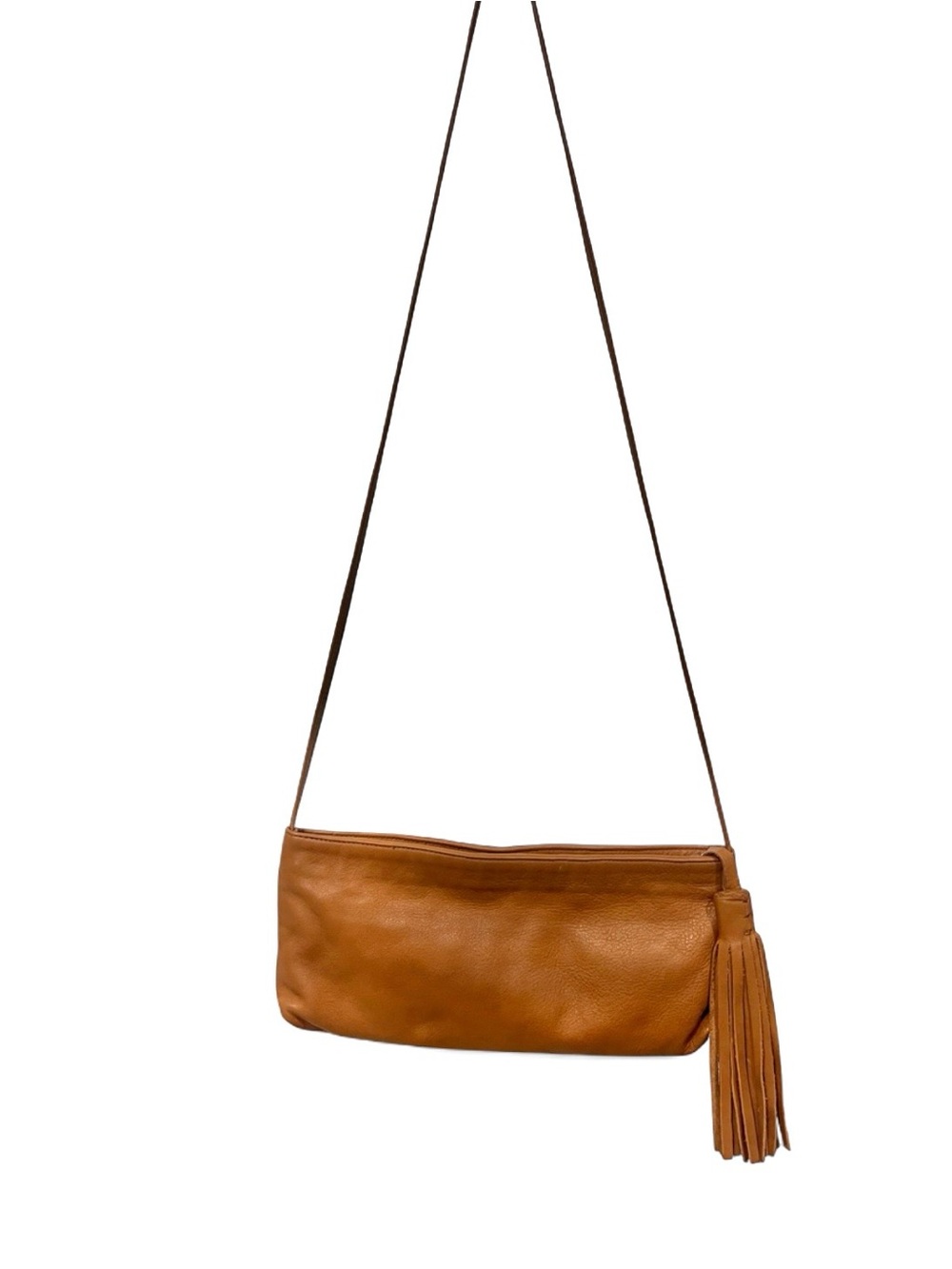 Eileen Fisher Cognac Leather Crossbody with Tassel